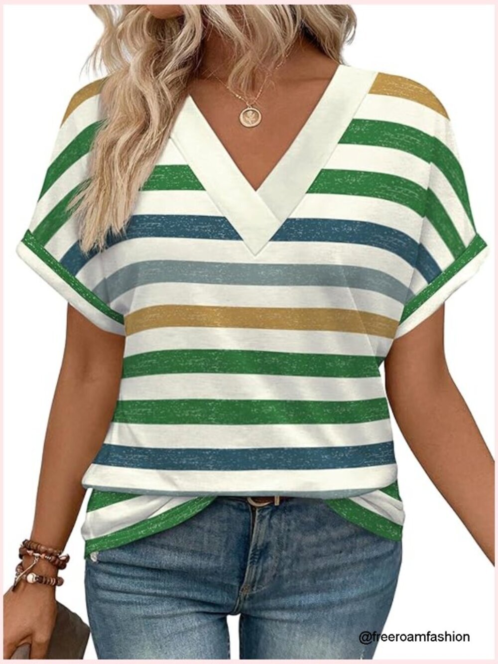 Women's Short Sleeve V-Neck T-Shirt Dolman Sleeve Summer Top